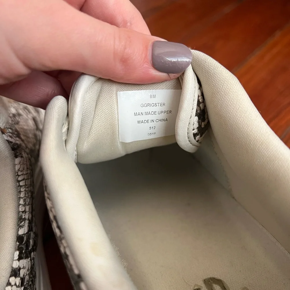 G by Guess Los Angeles Taupe Snake Wedge Rigster Sneakers 8M